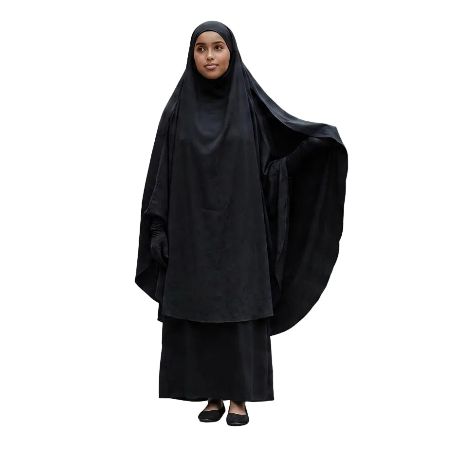 Single Layer Nida Khimar - Black
