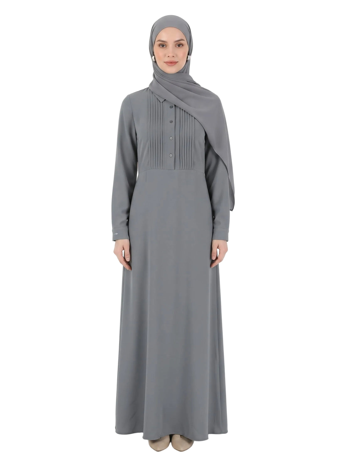 Modest Shirt Abaya - Grey