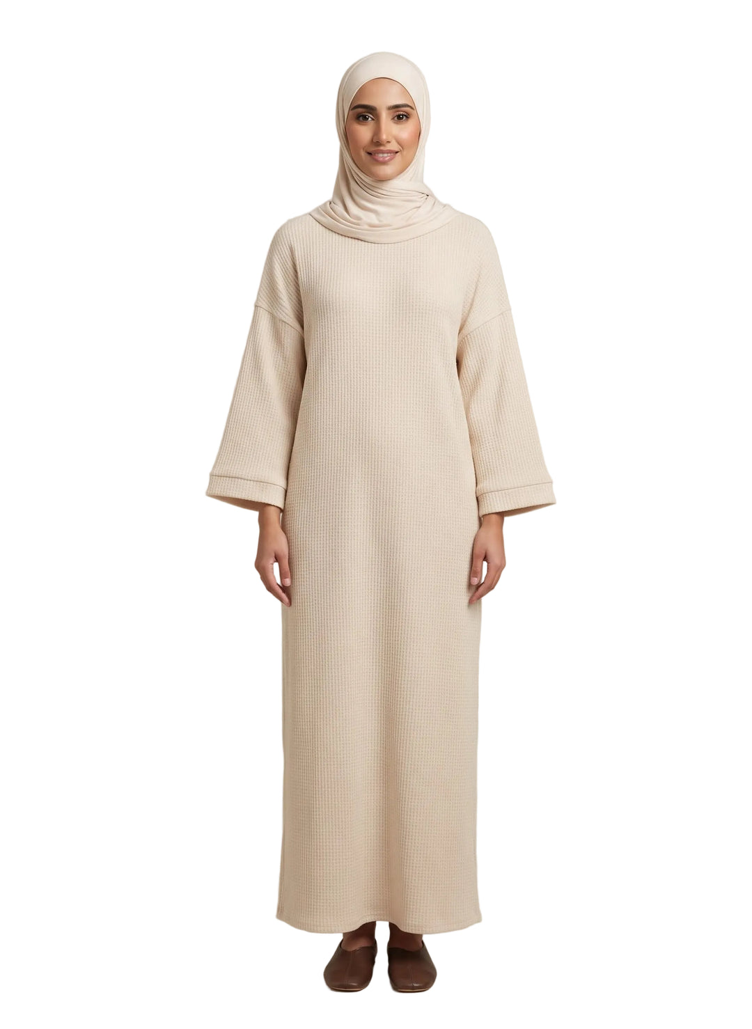 Corduroy Winter Abaya One Size - Cream