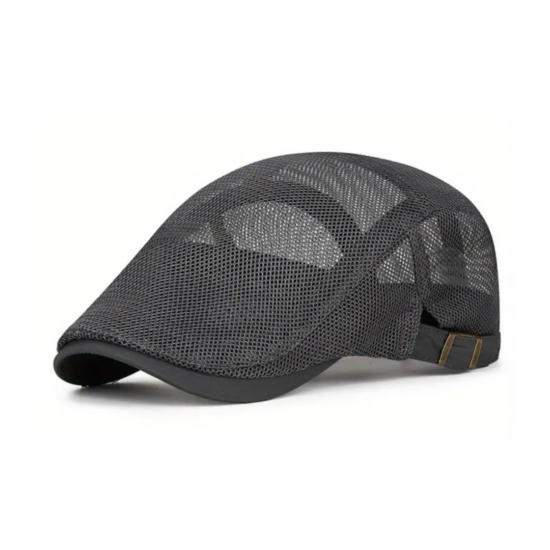 Mens Breathable Mesh Flat Cap - Grey