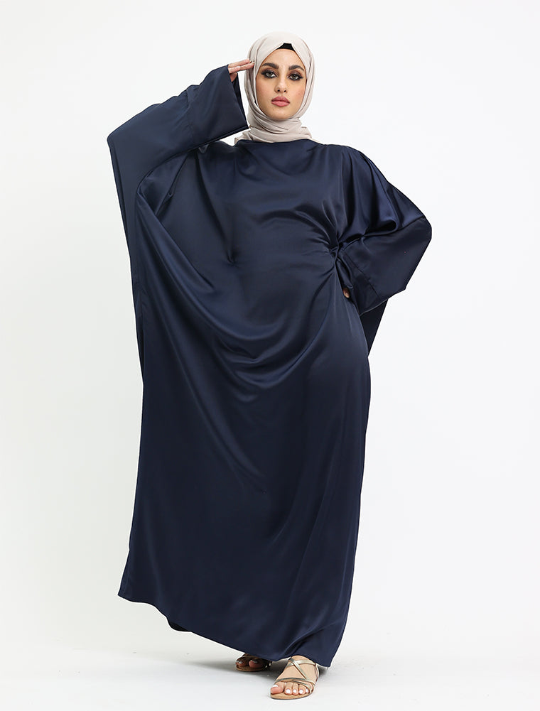 Navy Plain Satin Batwing