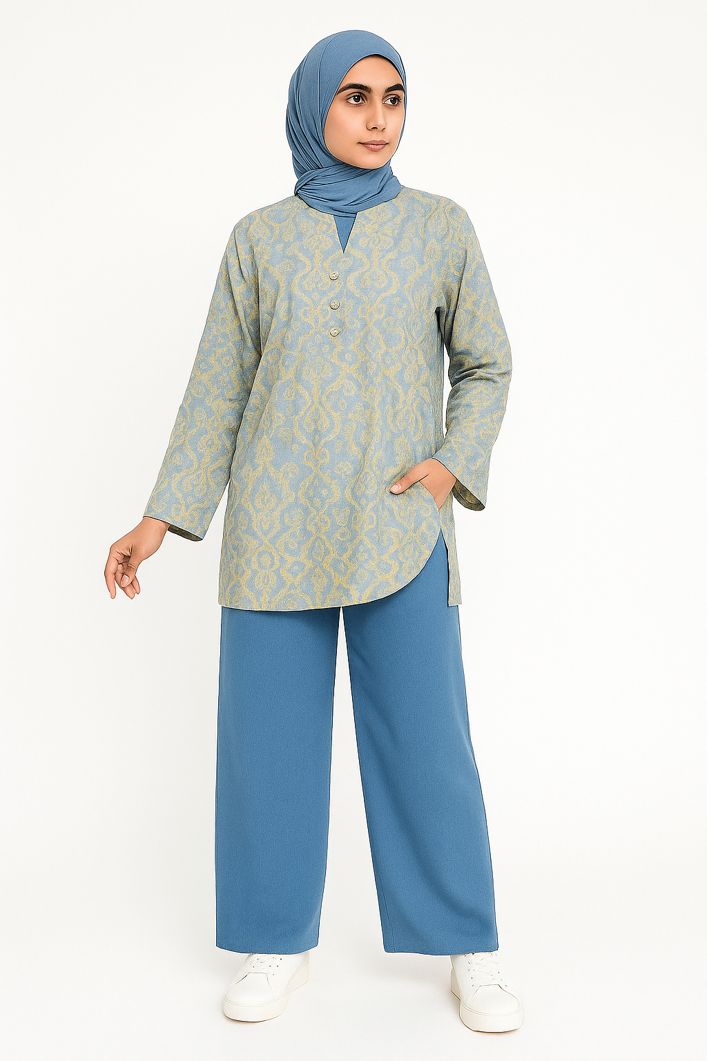 Nura Shirt Dress with Pants One Size blue