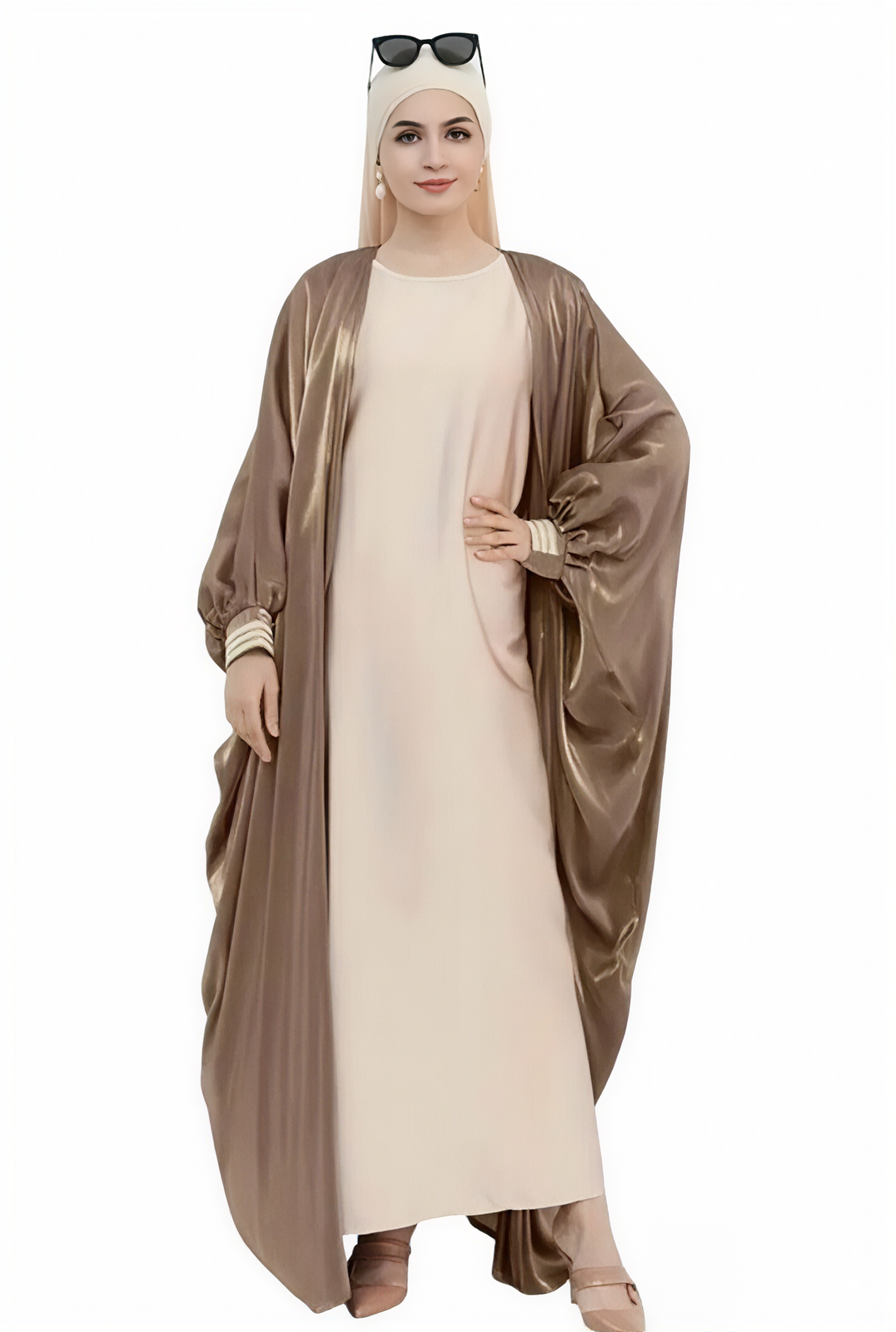 Reflective Long Tunic Open Abaya One Size