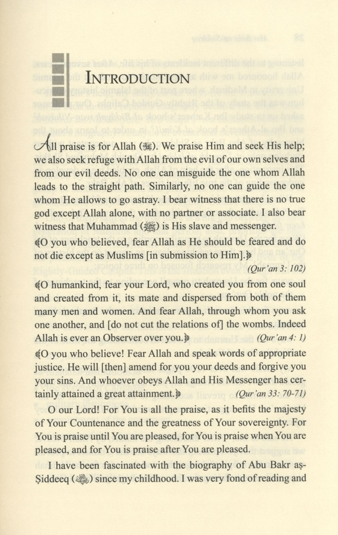 The Biography of Abu Bakr As Suddique